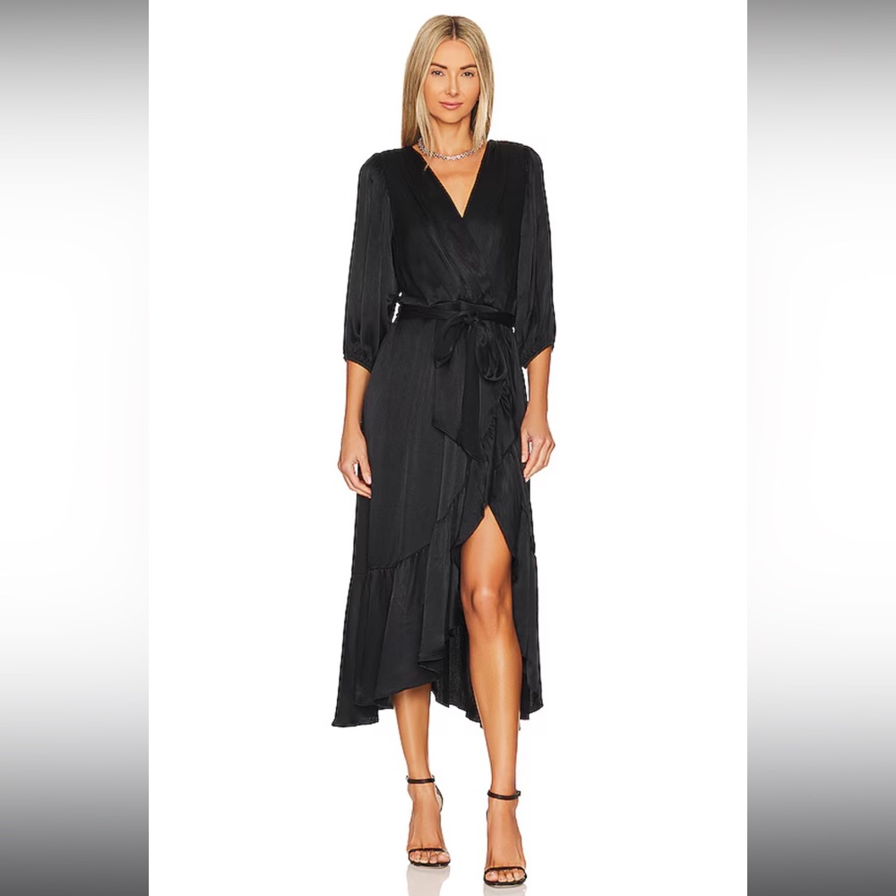 NWT Bobi Ruffle Surplice Midi Dress